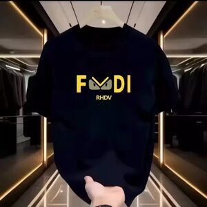 New Arrivals! Lux Fashion Black Tee with Yellow Graphic